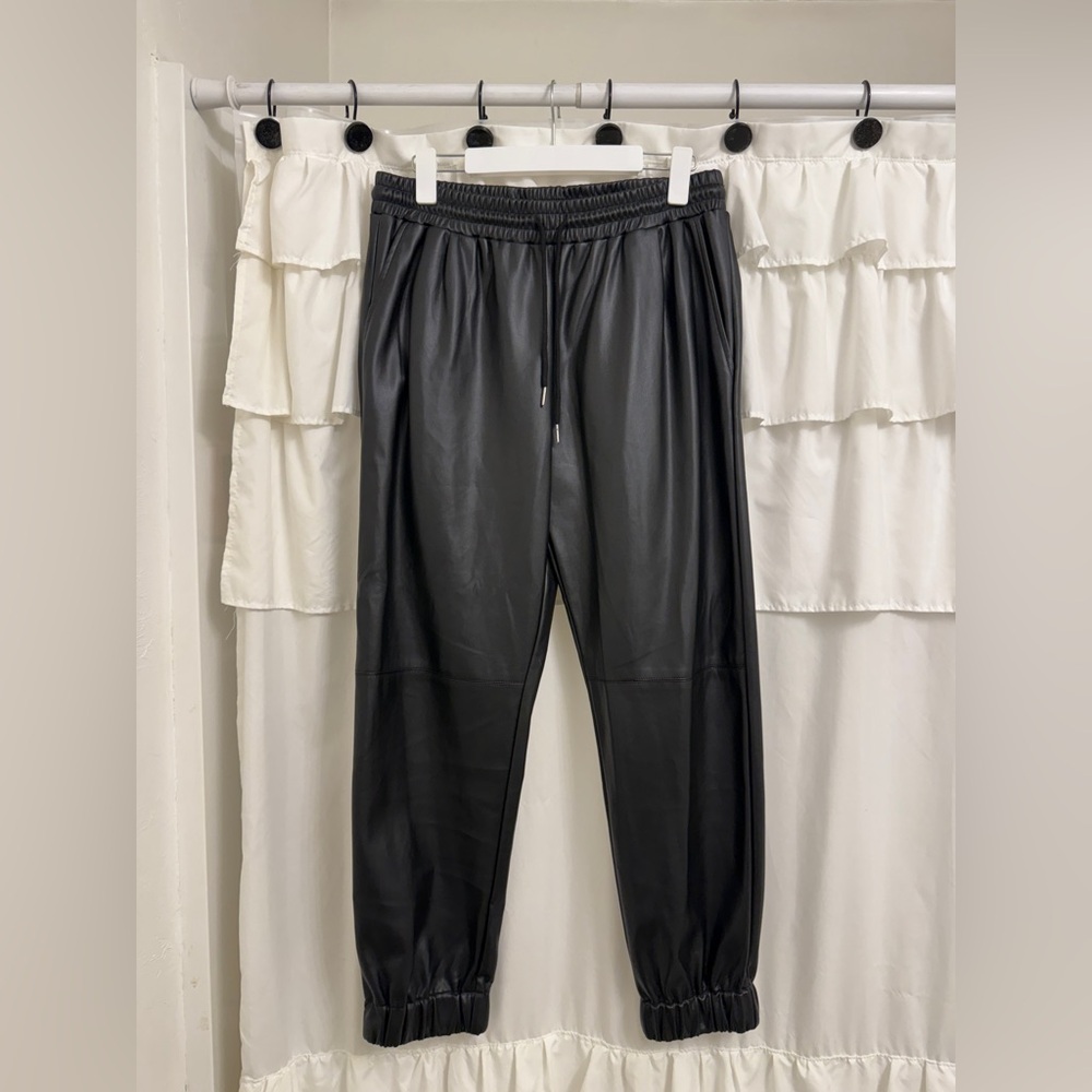 Aaron & Amber faux leather women’s joggers in the size large!